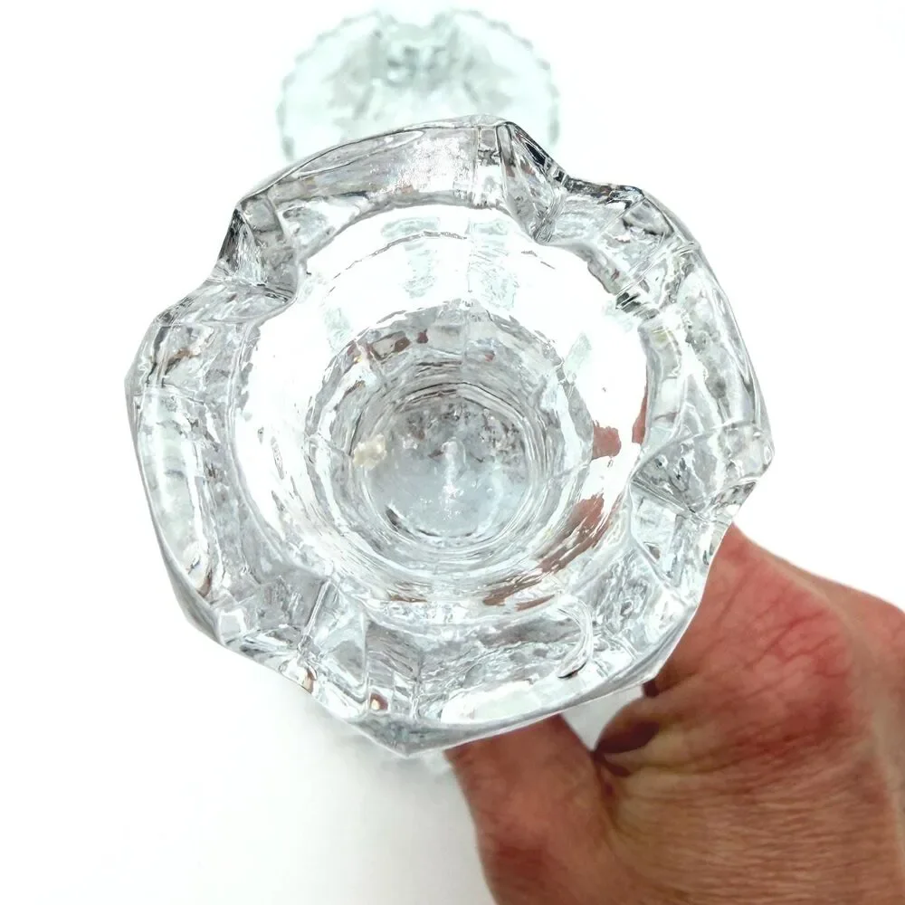 Pair of Queen’s Award Frosted Rose Crystal Candlesticks By L. Silver